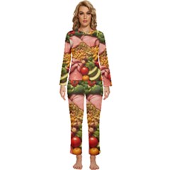 Fruit Snack Diet Bio Food Healthy Womens  Long Sleeve Lightweight Pajamas Set by Sarkoni