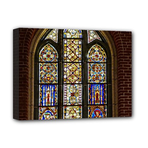 Stained Glass Window Old Antique Deluxe Canvas 16  X 12  (stretched) 