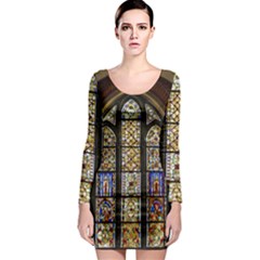 Stained Glass Window Old Antique Long Sleeve Bodycon Dress