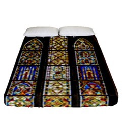 Stained Glass Window Old Antique Fitted Sheet (queen Size)