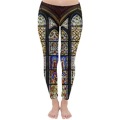 Stained Glass Window Old Antique Classic Winter Leggings