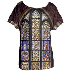 Stained Glass Window Old Antique Women s Oversized T-shirt