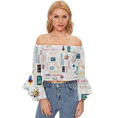 Illustrations Startup Business Organization Off Shoulder Flutter Bell Sleeve Top by Sarkoni