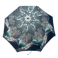 Pirate Ship Boat Sea Ocean Storm Folding Umbrellas by Sarkoni