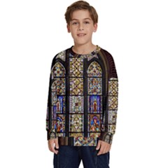 Stained Glass Window Old Antique Kids  Crewneck Sweatshirt