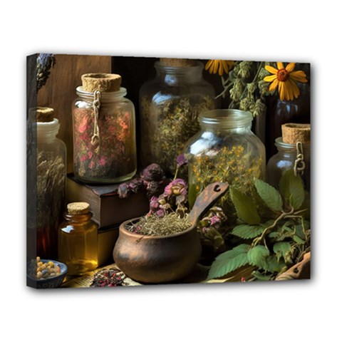 Apothecary Old Herbs Natural Canvas 14  X 11  (stretched)