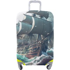 Pirate Ship Boat Sea Ocean Storm Luggage Cover (large) by Sarkoni