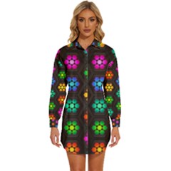 Pattern Background Colorful Design Womens Long Sleeve Shirt Dress