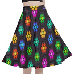 Pattern Background Colorful Design A-Line Full Circle Midi Skirt With Pocket