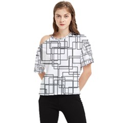 Structure Pattern Network One Shoulder Cut Out T-shirt by Amaryn4rt