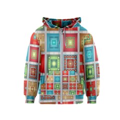 Tiles Pattern Background Colorful Kids  Zipper Hoodie by Amaryn4rt