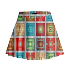 Tiles Pattern Background Colorful Mini Flare Skirt by Amaryn4rt