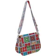 Tiles Pattern Background Colorful Saddle Handbag by Amaryn4rt