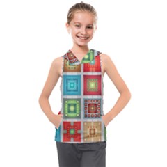 Tiles Pattern Background Colorful Kids  Sleeveless Hoodie by Amaryn4rt