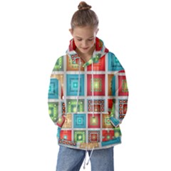 Tiles Pattern Background Colorful Kids  Oversized Hoodie by Amaryn4rt