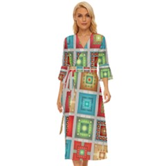 Tiles Pattern Background Colorful Midsummer Wrap Dress