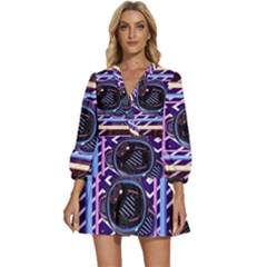 Abstract Sphere Room 3d Design V-neck Placket Mini Dress by Amaryn4rt