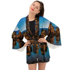 Hamburg City Blue Hour Night Long Sleeve Kimono