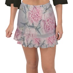Cloves Flowers Pink Carnation Pink Fishtail Mini Chiffon Skirt
