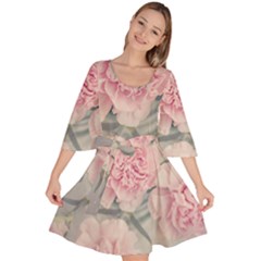 Cloves Flowers Pink Carnation Pink Velour Kimono Dress