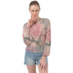 Cloves Flowers Pink Carnation Pink Banded Bottom Chiffon Top