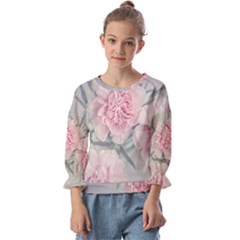 Cloves Flowers Pink Carnation Pink Kids  Cuff Sleeve Top