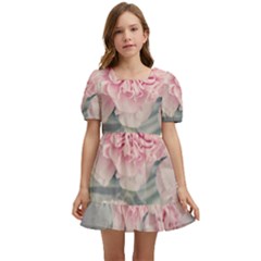 Cloves Flowers Pink Carnation Pink Kids  Short Sleeve Dolly Dress