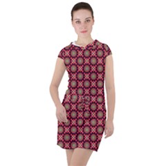 Kaleidoscope Seamless Pattern Drawstring Hooded Dress