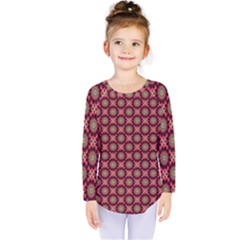 Kaleidoscope Seamless Pattern Kids  Long Sleeve T-shirt