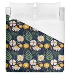 Flower Grey Pattern Floral Duvet Cover (queen Size)