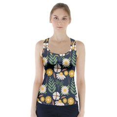 Flower Grey Pattern Floral Racer Back Sports Top