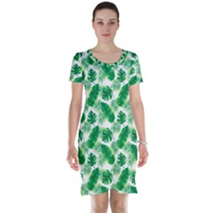 Tropical Leaf Pattern Short Sleeve Nightdress