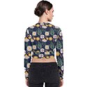 Flower Grey Pattern Floral Long Sleeve Zip Up Bomber Jacket View2