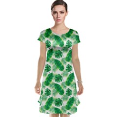 Tropical Leaf Pattern Cap Sleeve Nightdress