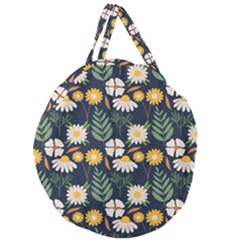 Flower Grey Pattern Floral Giant Round Zipper Tote