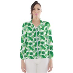 Tropical Leaf Pattern Women s Windbreaker