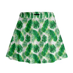 Tropical Leaf Pattern Mini Flare Skirt