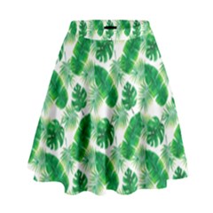 Tropical Leaf Pattern High Waist Skirt