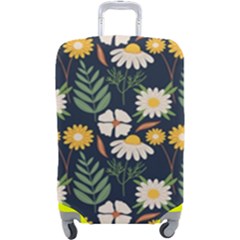 Flower Grey Pattern Floral Luggage Cover (large) by Dutashop