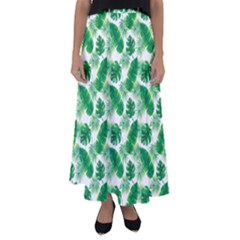 Tropical Leaf Pattern Flared Maxi Skirt