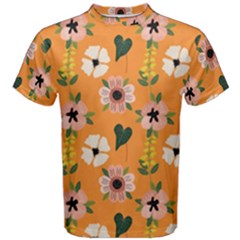 Flower Orange Pattern Floral Men s Cotton T-shirt