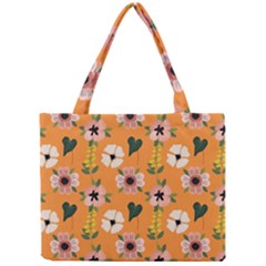 Flower Orange Pattern Floral Mini Tote Bag