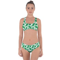 Tropical Leaf Pattern Criss Cross Bikini Set by Dutashop