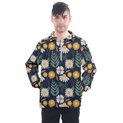 Flower Grey Pattern Floral Men s Half Zip Pullover by Dutashop