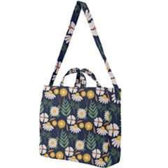 Flower Grey Pattern Floral Square Shoulder Tote Bag by Dutashop