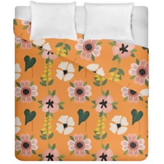 Flower Orange Pattern Floral Duvet Cover Double Side (california King Size)