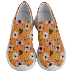 Flower Orange Pattern Floral Women s Lightweight Slip Ons