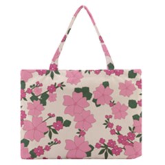 Floral Vintage Flowers Zipper Medium Tote Bag