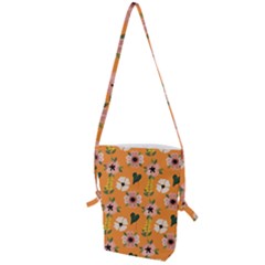 Flower Orange Pattern Floral Folding Shoulder Bag by Dutashop