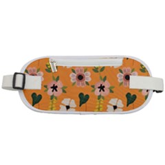 Flower Orange Pattern Floral Rounded Waist Pouch by Dutashop